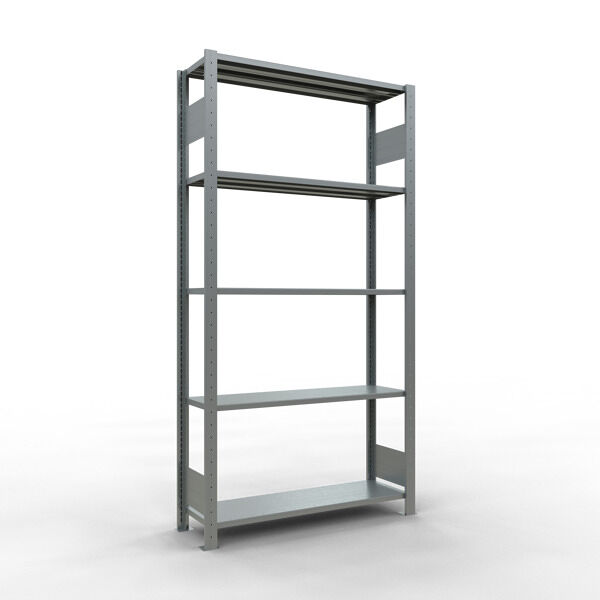 Grundregal, Fachbodenregal Stecksystem MULTIplus150, 2000 x 1000 x 300 mm (HxBxT), 5 Fachböden, Längenriegel, verzinkt