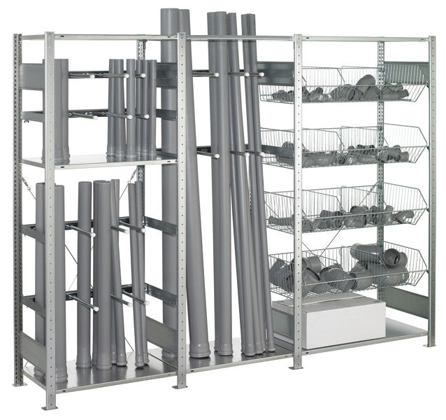 HT-Regal-Set für HT-Rohre und Zubehör, 2000x2500x500 mm, verzinkt