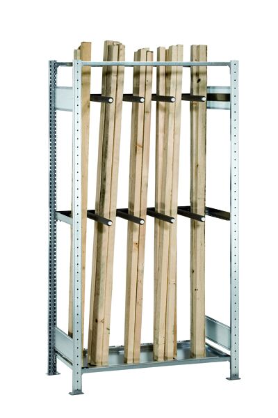 Grundregal, Langgutregal MULTIplus150, 2000 x 1000 x 500 mm (HxBxT), verzinkt, 1 Fachboden, mit 2 Stück Universalsätzen mit je 4 Unterteilungsrohren 400 mm (HxBxT)