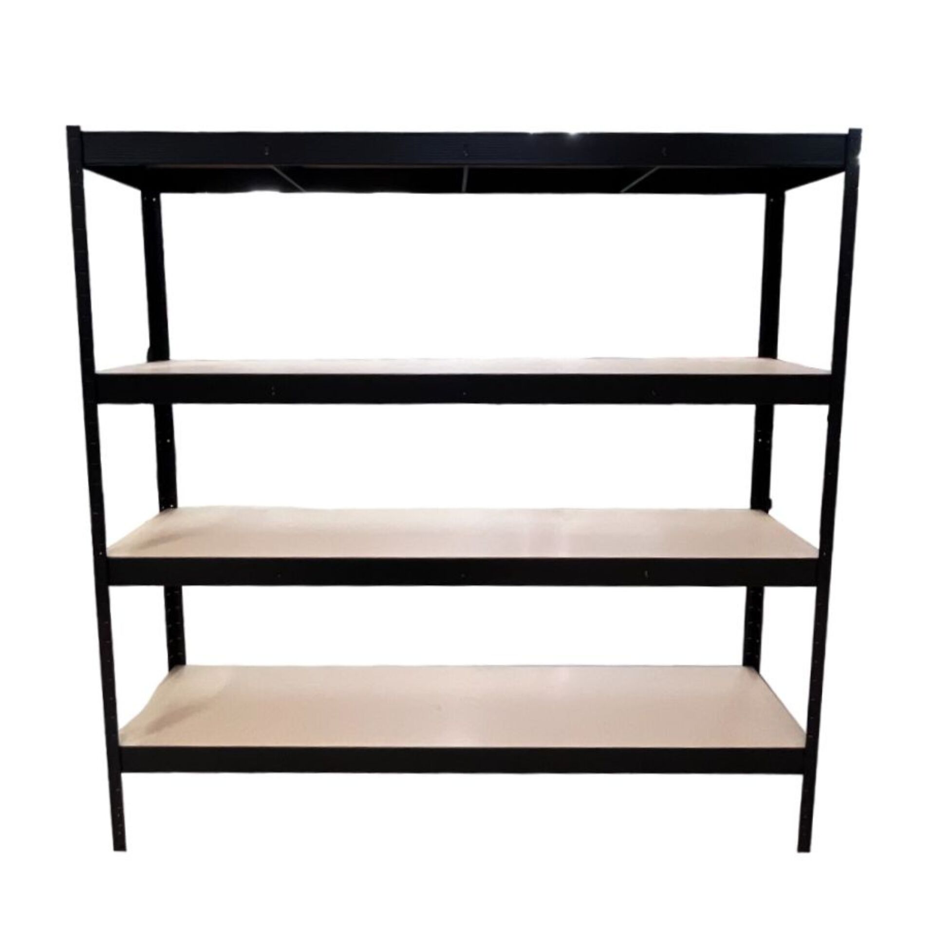 Schwerlastregal mit 4 MDF-Böden, 180x150x50 cm (HxBxT), 150 Kg Traglast pro Boden, schwarz