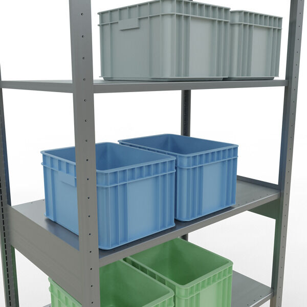 Grundregal, Fachbodenregal Stecksystem MULTIplus150, 2500 x 1000 x 600 mm (HxBxT), 6 Fachböden, Kreuzstrebe, verzinkt