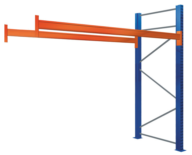 Anbauregal Paletten-Bockregal 2500 x 2700 x 1100 mm (HxBxT), blau/verzinkt/RAL 2004