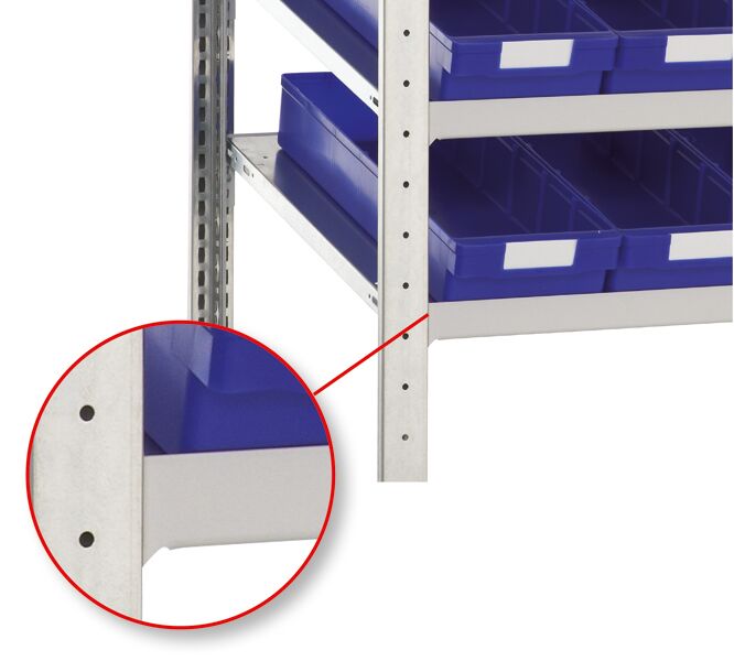 Längenriegel, hinten, 750 mm, RAL 7035 lichtgrau, für MULTIplus85- und MULTIplus150-Schrägböden