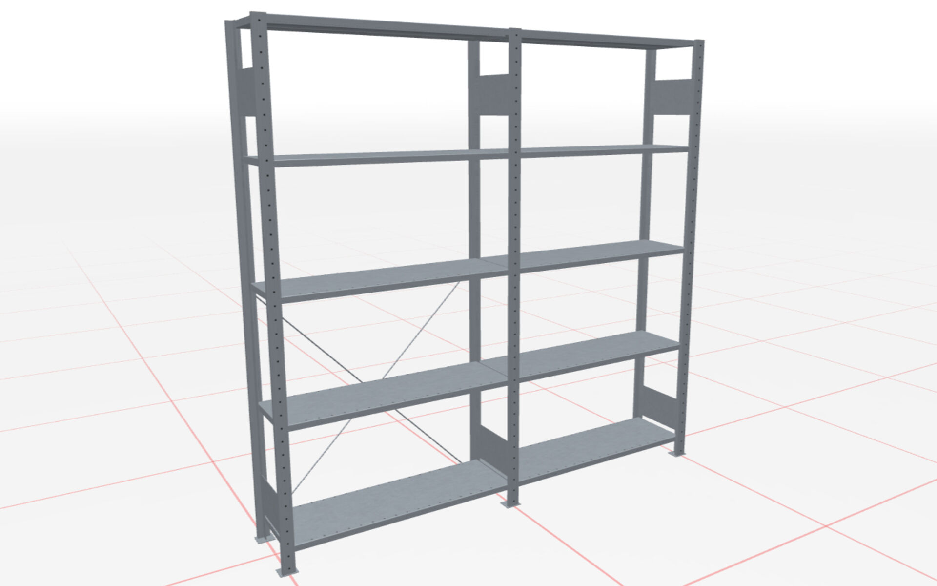 2 m-Set Fachbodenregal Stecksystem MULTIplus150, 2000 x 2000 x 300 mm HxBxT, 10 Fachböden, verzinkt