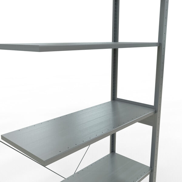 Anbauregal, Fachbodenregal Stecksystem MULTIplus150, 2500 x 1000 x 400 mm (HxBxT), 6 Fachböden, Kreuzstrebe, verzinkt