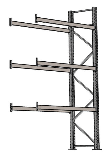 Anbauregal, Feuerverzinktes Palettenregal - 1 Feld á 2.700 mm - 4.500 x 1.100 mm HxT, 6 Holme (Fachlast 3.000 kg)