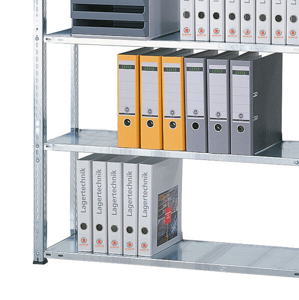 Grundregal, Büro-Fachbodenregal Schraubsystem MULTIplus85, 2000 x 1000 x 300 mm (HxBxT), 6 Fachböden, verzinkt, ohne Anschlagleiste