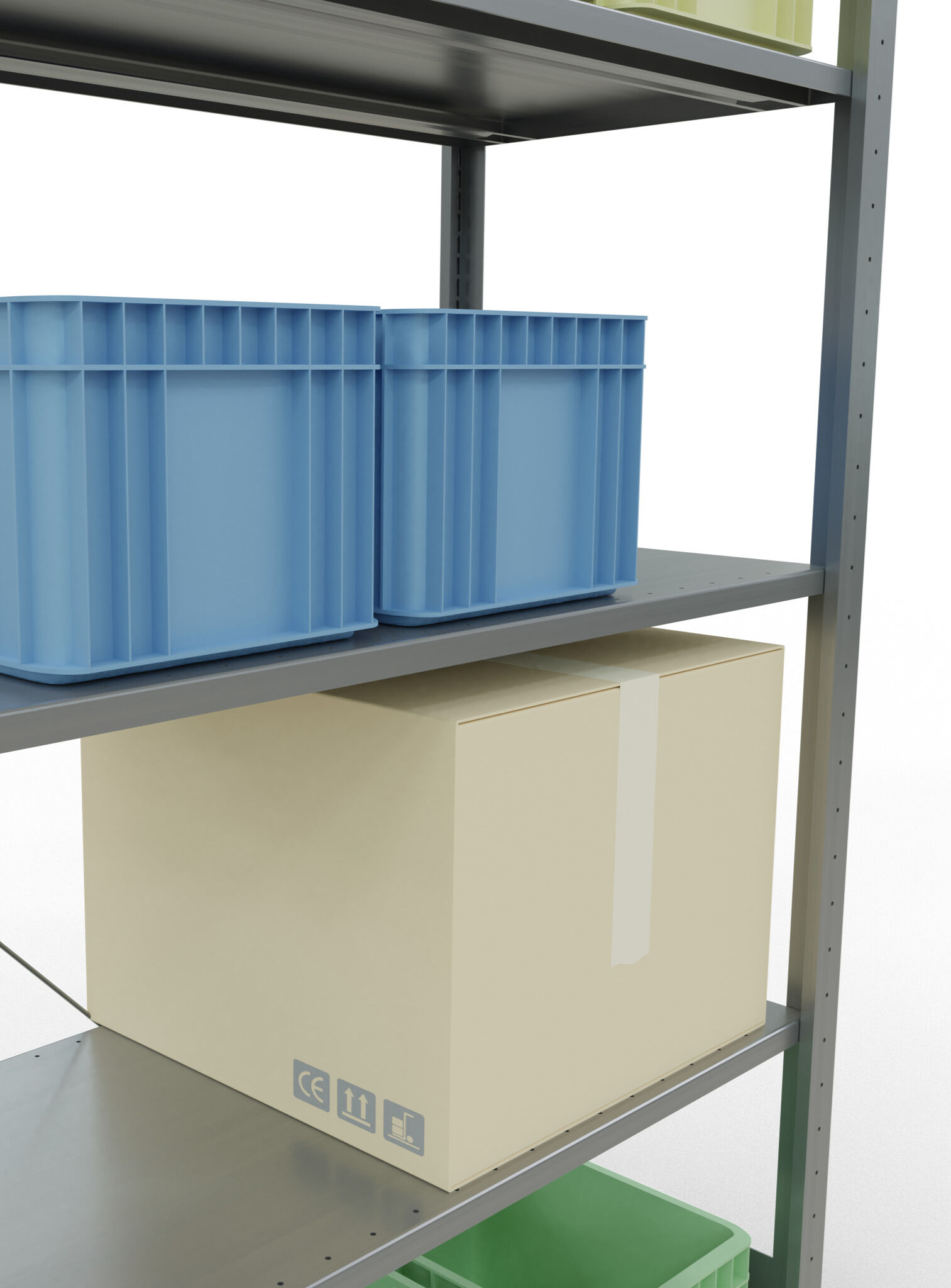 3 m-Set Fachbodenregal Stecksystem MULTIplus150, 2000 x 3000 x 500 mm HxBxT, 15 Fachböden, verzinkt