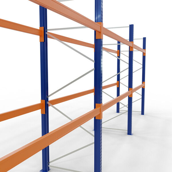 Palettenregal 3 Felder á 2.700 mm - 3.000 x 1.100mm, HxT, 12 Holme (Fachlast 1.500kg)