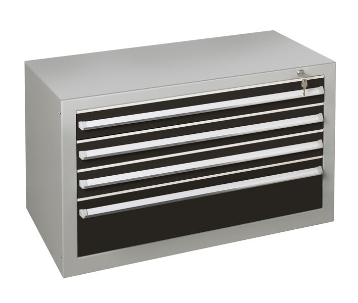 Schubladenblock 600 x 1000 x 500 mm, K/S RAL 7035 lichtgrau/RAL 7016, Schubladen 3 x 100 mm, 1 x 200 mm