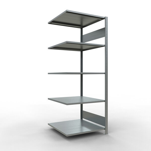 Anbauregal, Fachbodenregal Stecksystem MULTIplus150, 2000 x 750 x 800 mm (HxBxT), 5 Fachböden, Längenriegel, verzinkt