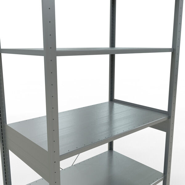 Grundregal, Fachbodenregal Stecksystem MULTIplus150, 2500 x 1000 x 600 mm (HxBxT), 6 Fachböden, Kreuzstrebe, verzinkt