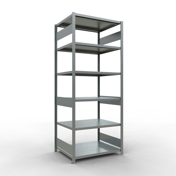 Grundregal, Fachbodenregal Stecksystem MULTIplus250, 2500 x 1000 x 800 mm (HxBxT), 6 Fachböden, Längenriegel, verzinkt