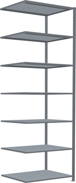 Anbauregal, Fachbodenregal Stecksystem MULTIplus250, 3000 x 1000 x 800 mm (HxBxT), 7 Fachböden, Kreuzstrebe, verzinkt