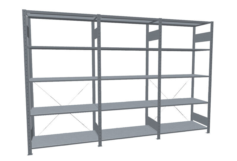 MULTIplus Fachbodenregal Stecksystem-Set 2.000x3.000x600 mm HxBxT, verzinkt