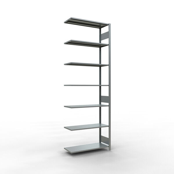 Anbauregal, Fachbodenregal Stecksystem MULTIplus85, 3000 x 1000 x 400 mm (HxBxT), 7 Fachböden, Längenriegel, verzinkt
