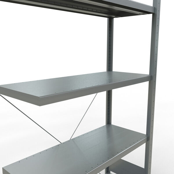 Anbauregal, Fachbodenregal Stecksystem MULTIplus250, 2000 x 1000 x 400 mm (HxBxT), 5 Fachböden, Kreuzstrebe, verzinkt