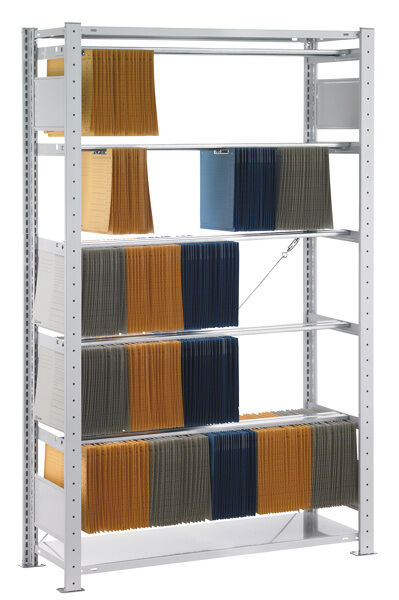 GR, Steck-Pendelhefterregal EXTRA Elba/Leitz, 1800 x 1000 x 350 mm, RAL 7035 lichtgrau, 5 Pendelstangen