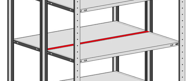 Füll-Leiste 750 mm für Doppelregale, verzinkt (für Fachbodenträger)