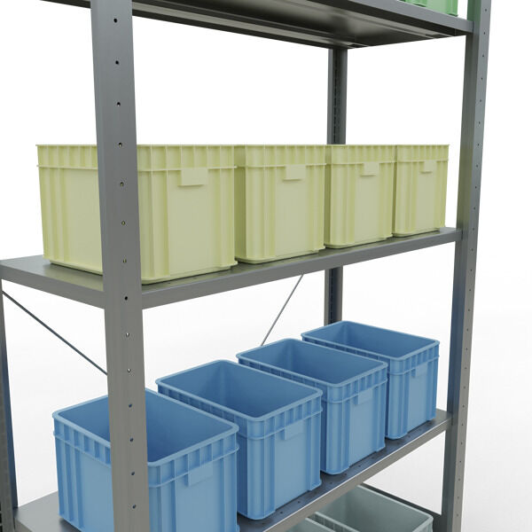 Grundregal, Fachbodenregal Stecksystem MULTIplus150, 2000 x 1000 x 400 mm (HxBxT), 5 Fachböden, Kreuzstrebe, verzinkt