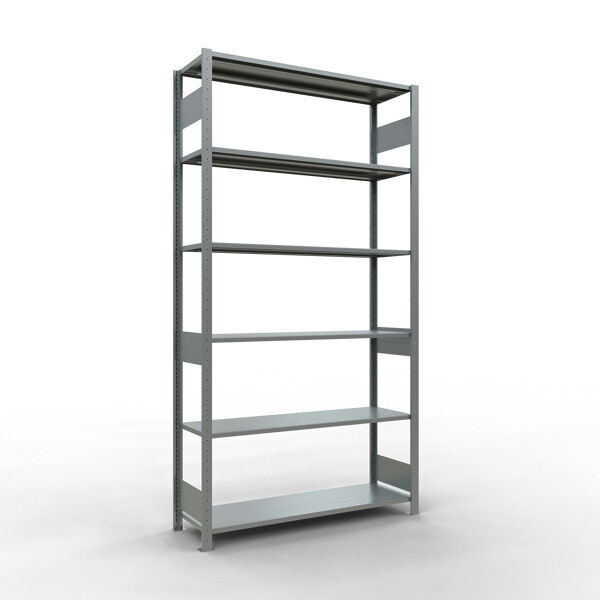 Grundregal, Fachbodenregal Stecksystem MULTIplus150, 2500 x 1300 x 400 mm (HxBxT), 6 Fachböden, Längenriegel, verzinkt