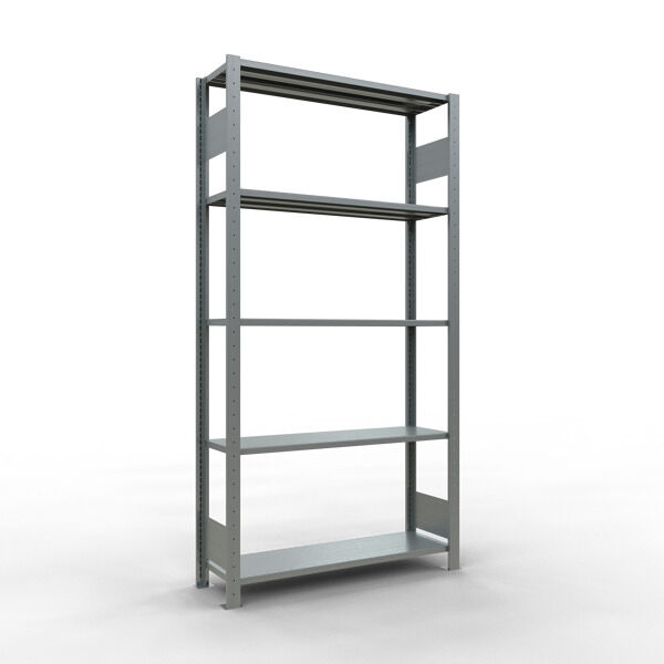 Grundregal, Fachbodenregal Stecksystem MULTIplus85, 2000 x 1000 x 300 mm (HxBxT), 5 Fachböden, Längenriegel, verzinkt