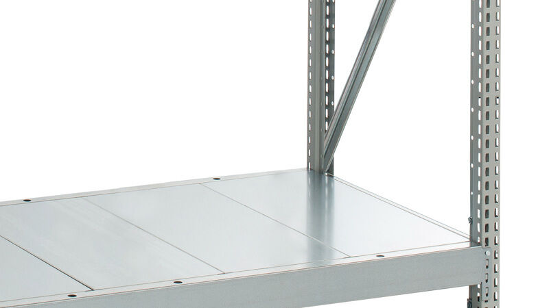 Grundregal, Weitspannregal WS 3000 ML50 mit Stahlpaneelen, 2000 x 2000 x 500 mm, verzinkt, 3 Ebenen, Fachlast 500 kg, Feldlast 1.500 kg