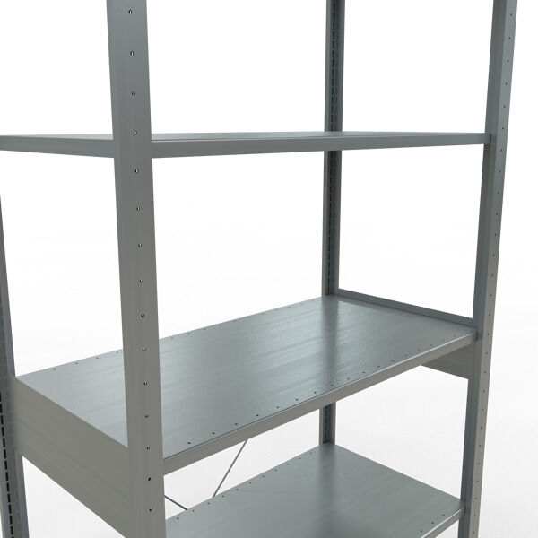 Grundregal, Fachbodenregal Stecksystem MULTIplus150, 2500 x 1000 x 500 mm (HxBxT), 6 Fachböden, Kreuzstrebe, verzinkt