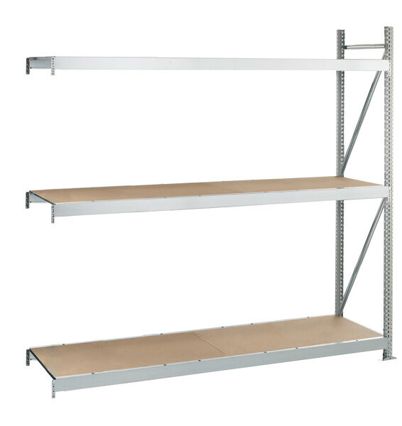 Anbauregal, Weitspannregal WS 3000 ML50 mit Spanplatten, 2000 x 1500 x 600 mm, verzinkt, 3 Ebenen, Fachlast 500 kg, Feldlast 1.500 kg