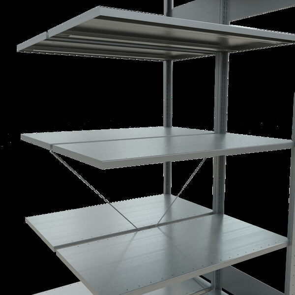 Anbauregal, Doppelregal, Fachbodenregal Stecksysem MULTIplus150, 2000 x 1000 x (2x500) mm (HxBxT), 2x5 Fachböden, Kreuzstrebe, verzinkt