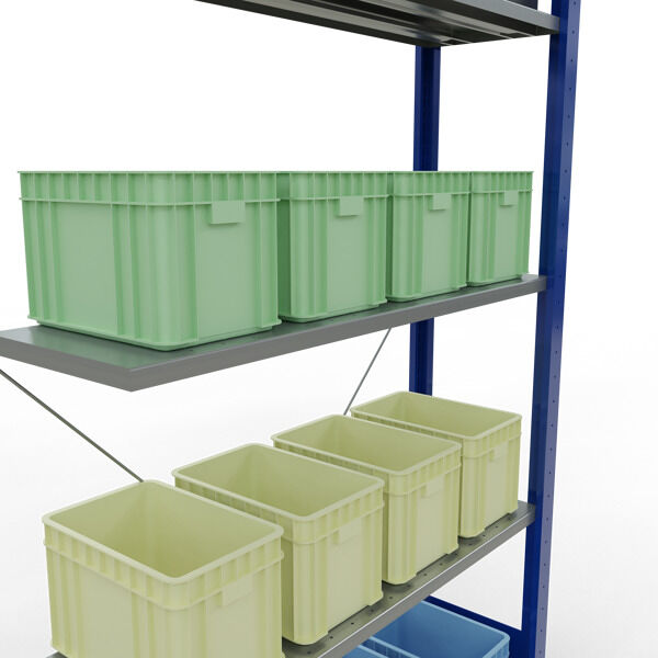 Anbauregal, Fachbodenregal Stecksystem MULTIplus85, 2000 x 1000 x 300 mm (HxBxT), 5 Fachböden, Kreuzstrebe, RAL 5010 enzianblau