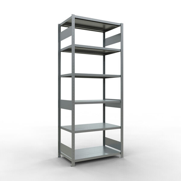 Grundregal, Fachbodenregal Stecksystem MULTIplus250, 2500 x 1000 x 600 mm (HxBxT), 6 Fachböden, Längenriegel, verzinkt