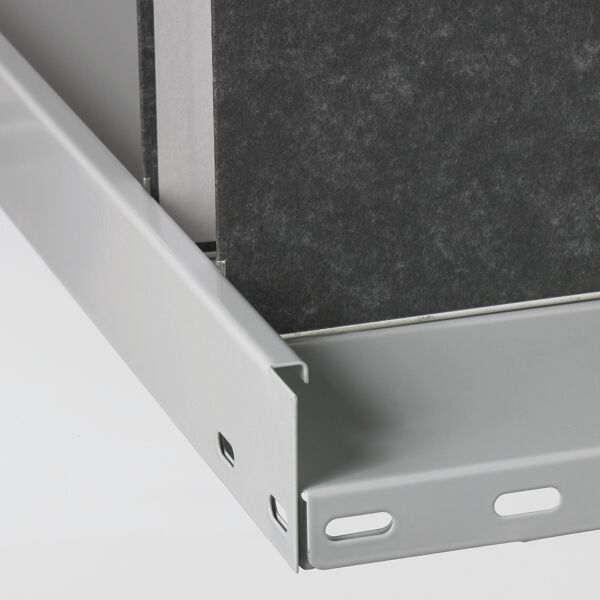 Anbauregal, Büro-Fachbodenregal Schraubsystem MULTIplus85, 2000 x 750 x 300 mm (HxBxT), 6 Fachböden, RAL 7035 lichtgrau, mit Anschlagleiste