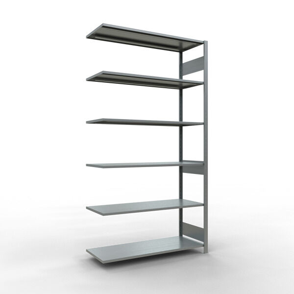 Anbauregal, Fachbodenregal Stecksystem MULTIplus150, 2500 x 1300 x 500 mm (HxBxT), 6 Fachböden, Längenriegel, verzinkt