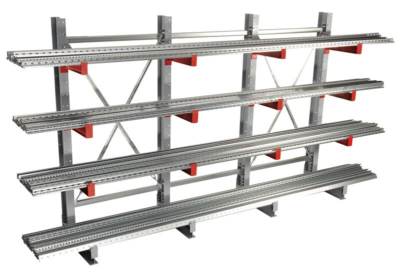 K 3000 Komplettregal, einseitig, 2500 x 1300 x 400 mm, RAL 7001 / RAL 3000, 5 Lagerebenen