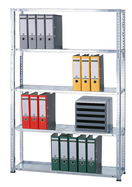 Grundregal, Büro-Fachbodenregal Schraubsystem MULTIplus85, 1800 x 1000 x 300 mm (HxBxT), 5 Fachböden, verzinkt, ohne Anschlagleiste