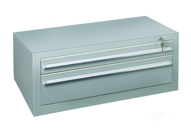 Schubladenblock 400 x 1000 x 500 mm, K/S RAL 7035 lichtgrau/RAL 7035 lichtgrau, Schubladen 1 x 100 mm, 1 x 200 mm