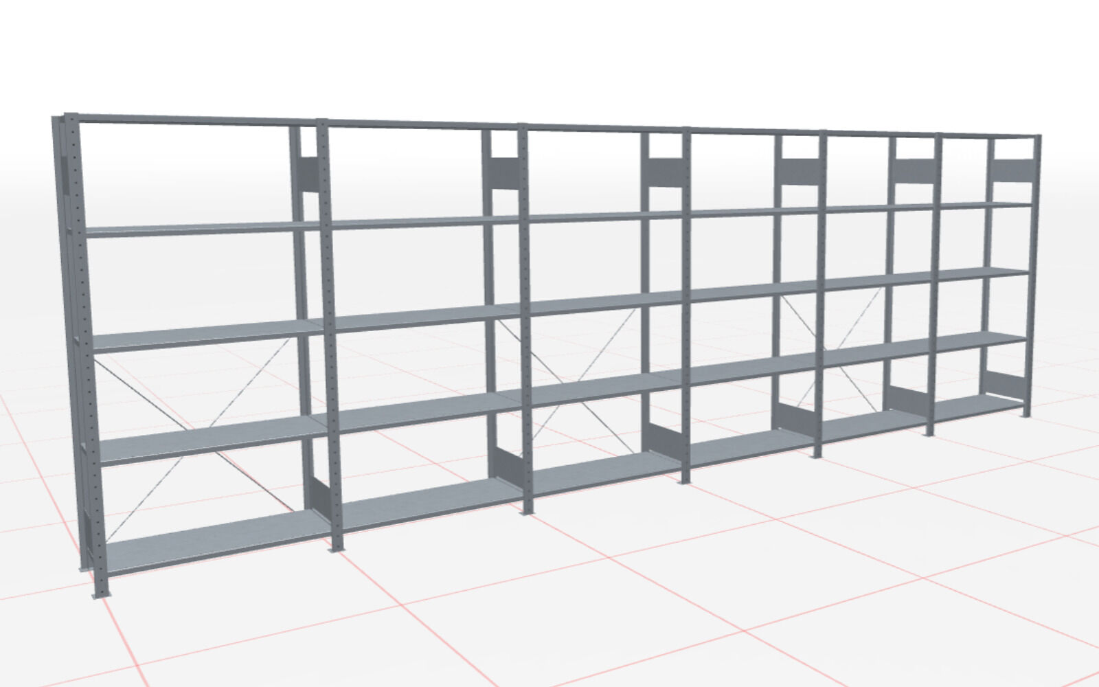 12940-5-6 Stecksystem Grund.+Anbauregal 2000x6000x400 mm, Typ 250 kg