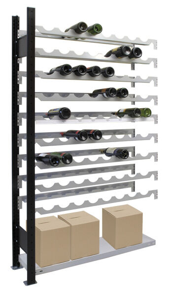 AR, Weinregal 1800 x 1000 x 250 mm, schwarz/silber, 9 Ebenen für 72 Flaschen