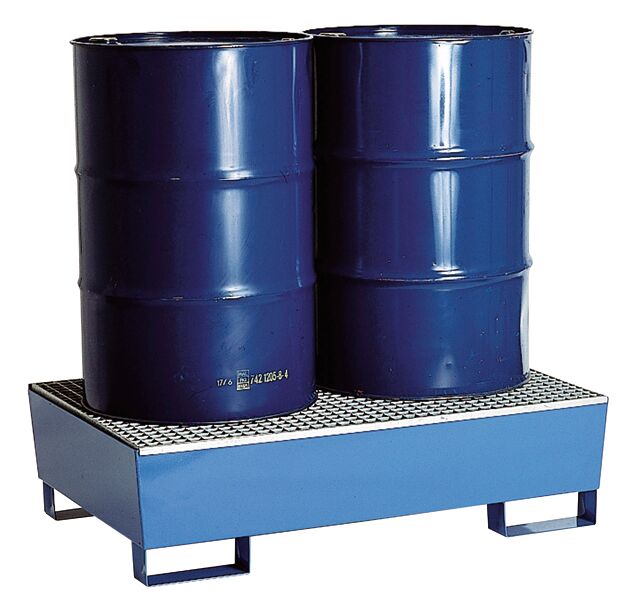 Fasspalette 345 x 1240 x 800 mm (HxBxT), RAL 5010/verzinkt, für 2 Fässer