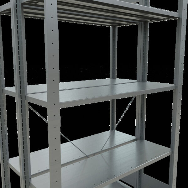 Grundregal, Doppelregal, Fachbodenregal Stecksystem MULTIplus150, 2000 x 1000 x (2x300) mm (HxBxT), 2x5 Fachböden, Kreuzstrebe, verzinkt