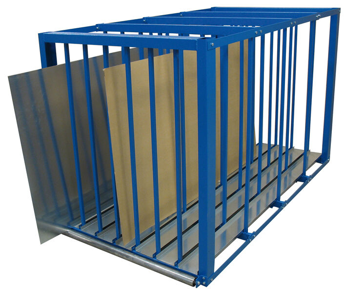 Blechlager-Box, 1250 x 1100 x 2000 mm (HxBxT), RAL 5010 enzianblau, 7 Fächer mit verzinkten Stahlblechwannen, lichte Fachbreite 100 mm, Traglast je Fach 1.000 kg
