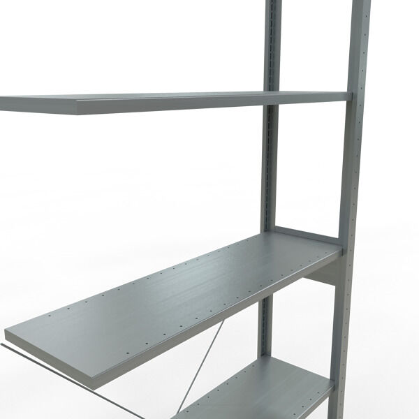 Anbauregal, Fachbodenregal Stecksystem MULTIplus85, 2500 x 1000 x 300 mm (HxBxT), 6 Fachböden, Kreuzstrebe, verzinkt