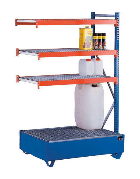 W 100 Umweltregal-Set, Anbauregal, 2000 x 1250 x 600 mm, blau/orange/verzinkt