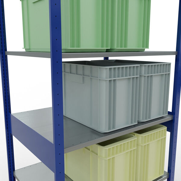 Grundregal, Fachbodenregal Stecksystem MULTIplus150, 2500 x 1000 x 800 mm (HxBxT), 6 Fachböden, Kreuzstrebe, RAL 5010/verzinkt