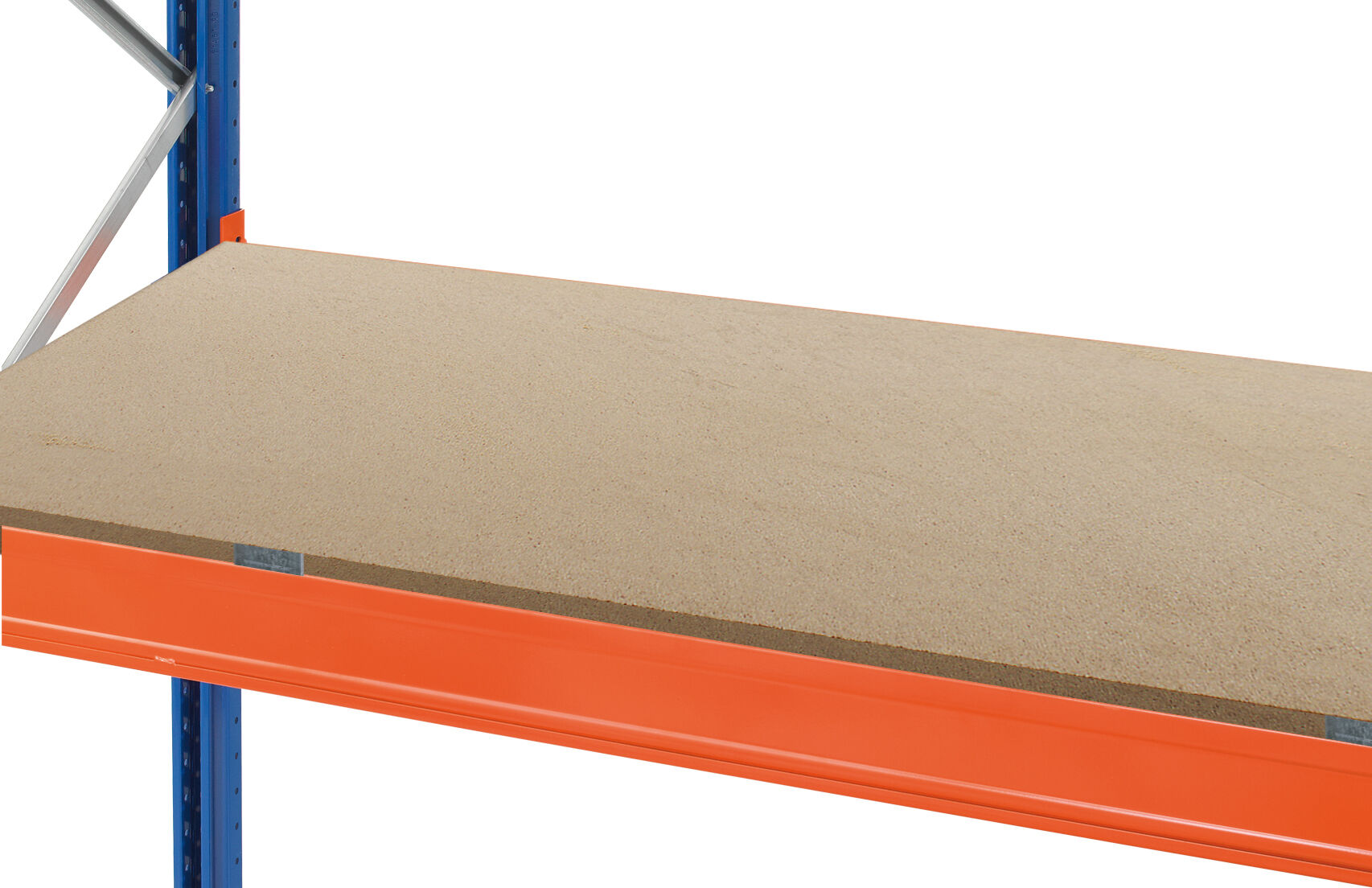 Spanplatten-Ebene für Palettenregal, für Holmtiefe 50 mm, 1100 x 2700 x 38 mm (HxBxT), aufgelegt, inkl. Zentrierblechen