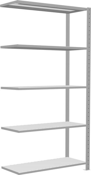 Anbauregal, Fachbodenregal Stecksystem MULTIplus250, 2000 x 1000 x 400 mm (HxBxT), 5 Fachböden, Kreuzstrebe, RAL 7035 lichtgrau