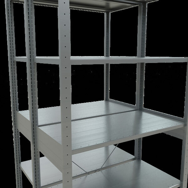 Grundregal, Doppelregal, Fachbodenregal Stecksysem MULTIplus150, 2500 x 1000 x (2x500) mm (HxBxT), 2x6 Fachböden, Kreuzstrebe, verzinkt