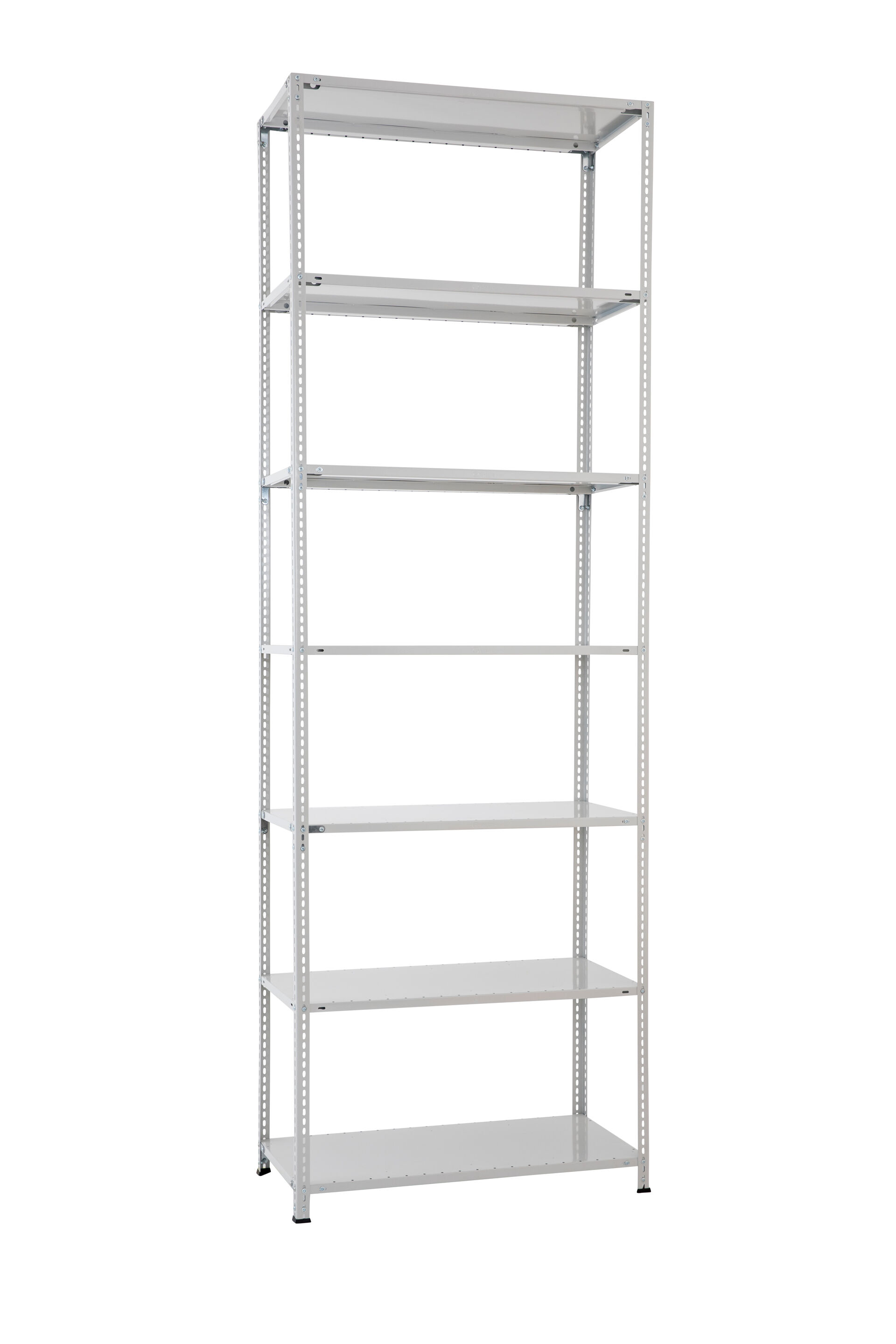 Grundregal, Fachbodenregal Schraubsystem MULTIplus250, 3000 x 1000 x 600 mm (HxBxT), RAL 7035 lichtgrau, 7 Fachböden