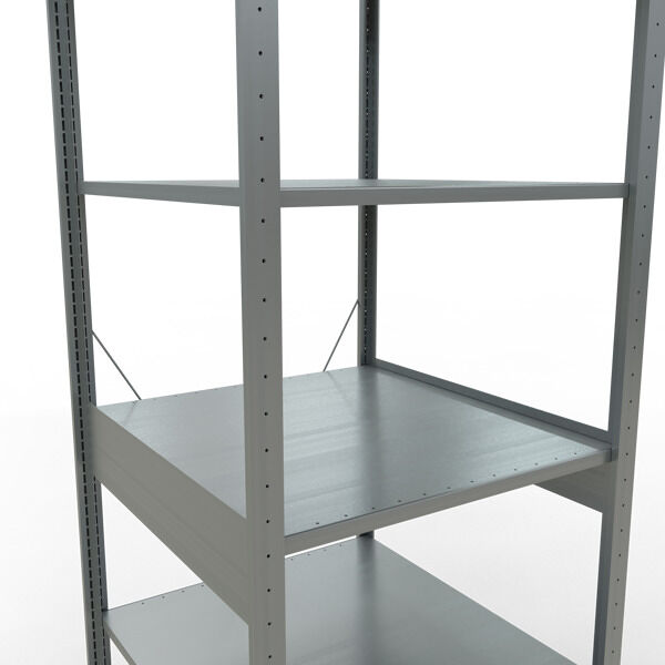 Grundregal, Fachbodenregal Stecksystem MULTIplus150, 2500 x 750 x 800 mm (HxBxT), 6 Fachböden, Kreuzstrebe, verzinkt